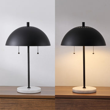 Ella 20.7" Dome Metal with Marble Base LED Table Lamp